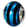 Reflection Beads Sterling Silver Blue/Black Italian Murano Bead