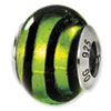 Reflection Beads Sterling Silver Green/Black Italian Murano Bead