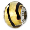 Reflection Beads Sterling Silver Gold/Black Italian Murano Bead