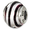 Reflection Beads Sterling Silver Silver/Black Italian Murano Bead