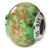 Reflection Beads Sterling Silver Green/Gold Italian Murano Bead