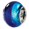 Reflection Beads Sterling Silver Dk/Lt Blue Italian Murano Bead