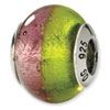 Reflection Beads Sterling Silver Pink/Green Italian Murano Bead