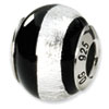 Reflection Beads Sterling Silver Silver/Black Italian Murano Bead