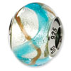 Reflection Beads Sterling Silver Silver/Gold/Blue Italian Murano Bead