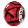 Reflection Beads Sterling Silver Red/Black Italian Murano Bead