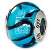 Reflection Beads Sterling Silver Blue/Black Italian Murano Bead