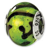 Reflection Beads Sterling Silver Green/Black Italian Murano Bead