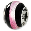 Reflection Beads Sterling Silver Pink/Black Italian Murano Bead