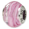 Reflection Beads Sterling Silver Pink/White Italian Murano Bead