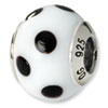 Reflection Beads Sterling Silver White/Black Italian Murano Bead