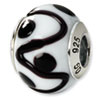 Reflection Beads Sterling Silver White/Black Italian Murano Bead