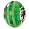 Reflection Beads Sterling Silver Green Italian Murano Bead