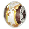 Reflection Beads Sterling Silver White/Gold/Brown Italian Murano Bead