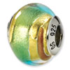Reflection Beads Sterling Silver Yellow/Gold/Green Italian Murano Bead