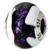 Reflection Beads Sterling Silver Black/Purple/White Italian Murano Bead