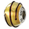 Reflection Beads Sterling Silver Gold/Brown Italian Murano Bead