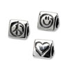 Reflection Beads Sterling Silver Peace, Smiley Face, Heart Trilogy Bead