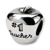 Reflection Beads Sterling Silver #1 Teacher on Apple Bead