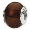 Reflection Beads Sterling Silver Brown Cracked Agate Stone Bead