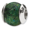 Reflection Beads Sterling Silver Blue Green Recon Serpentine Stone Bead