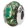 Reflection Beads Sterling Silver Emerald Green Mosaic Magnasite Stone Bead