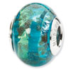 Reflection Beads Sterling Silver Aqua/Gold Italian Murano Bead