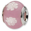 Reflection Beads Sterling Silver Pink/White Italian Murano Bead