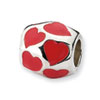 Reflection Beads Sterling Silver Red Enameled Hearts Bead