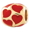 Reflection Beads Sterling Silver and Gold-plated Red Enameled Hearts Bead