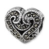 Reflection Beads Sterling Silver Marcasite Heart Bead