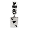 Reflection Beads Sterling Silver Enameled Ace of Spades Dangle Bead