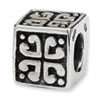 Reflection Beads Sterling Silver Heart Cube Bead