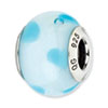 Reflection Beads Sterling Silver White w/Lt. Blue Dots Italian Murano Glass Bead