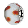 Reflection Beads Sterling Silver White w/Orange Dots Italian Murano Glass Bead