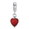 Reflection Beads Sterling Silver Red Heart Italian Murano Dangle Bead