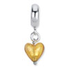 Reflection Beads Sterling Silver Yellow Heart Italian Murano Dangle Bead