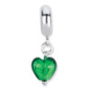 Reflection Beads Sterling Silver Green Heart Italian Murano Dangle Bead