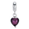 Reflection Beads Sterling Silver Purple Heart Italian Murano Dangle Bead