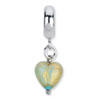 Reflection Beads Sterling Silver Sea Foam Heart Ital. Murano Dangle Bead
