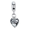 Reflection Beads Sterling Silver Grey w/Blk Stripe Ital. Murano Dangle Bead