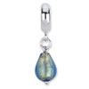 Reflection Beads Sterling Silver Blue Italian Murano Glass Dangle Bead