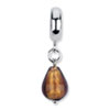 Reflection Beads Sterling Silver Brown Italian Murano Glass Dangle Bead
