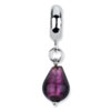 Reflection Beads Sterling Silver Purple Italian Murano Glass Dangle Bead