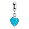 Reflection Beads Sterling Silver Blue Heart Italian Murano Dangle Bead