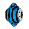 Reflection Beads Sterling Silver Blue w/Black Stripes Italian Murano Glass Bead