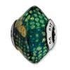 Reflection Beads Sterling Silver Green Python Glitter Italian Murano Glass Bead