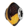 Reflection Beads Sterling Silver Brown/Yellow Glitter Italian Murano Glass Bead