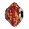 Reflection Beads Sterling Silver Red/Orange Glitter Italian Murano Glass Bead