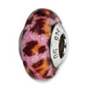 Reflection Beads Sterling Silver Pink/Brn Jaguar Glitter Italian Murano Glass Bead
